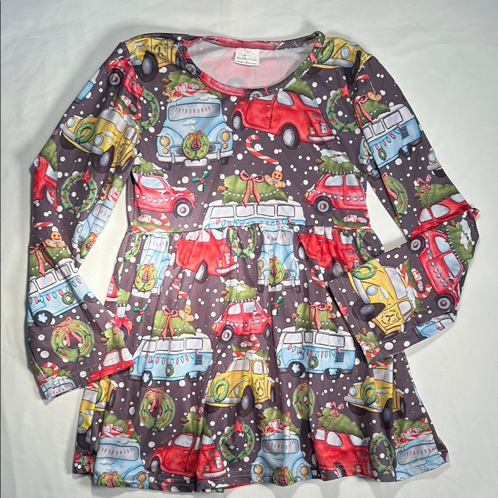 Colorful Holiday Themed Long Sleeve Dress